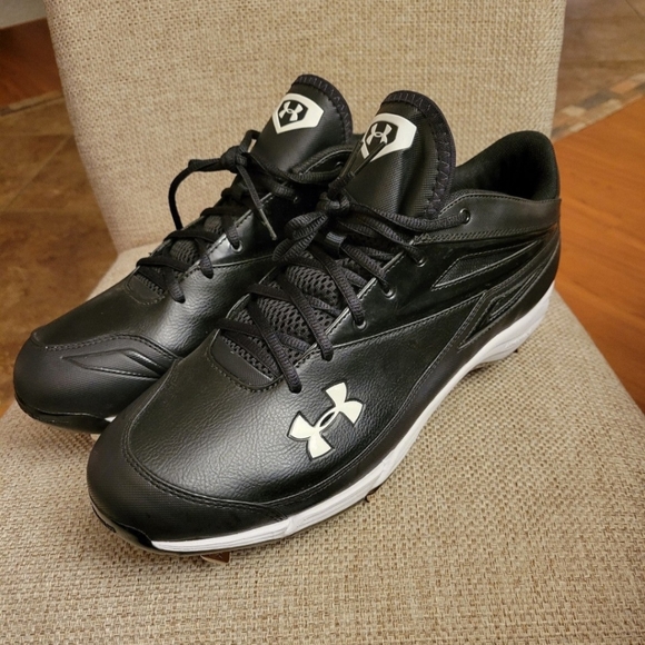 Brand New Under Armour Clean Up Black Metal Baseball Cleats Lace Up Mens Size 14 - Picture 2 of 7
